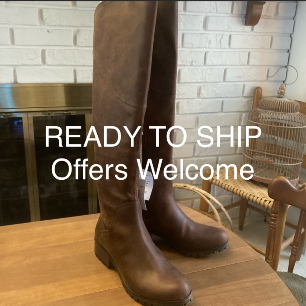 BNWT Lucky Brand Harleen Knee Boots Nutmeg 10M